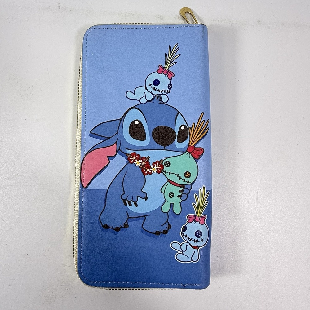 Disney Lilo & Stitch Blue Pink Zip Around‎ Wallet with Character Design - Picture 2 of 7